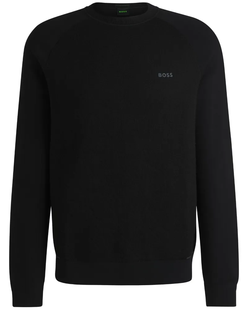HUGO BOSS Sweatshirt mit gummiertem Logo - Schwarz Schwarz