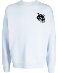 Kitsuné Pullover mit Intarsien-Logo Blau