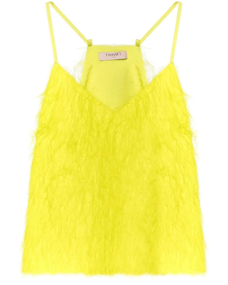Twin-Set Trägershirt mit Federn - Gelb Gelb