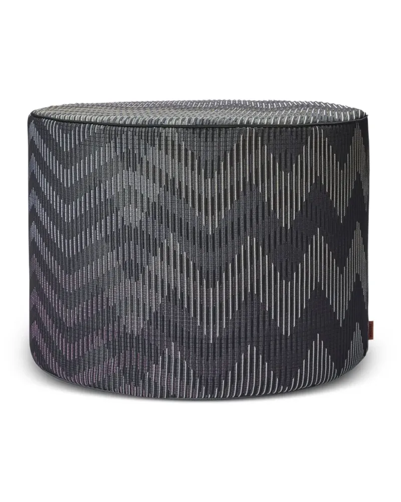 Missoni Home Zylinderförmiger Hocker mit Zickzackmuster (40cm x 30cm) - Schwarz Schwarz