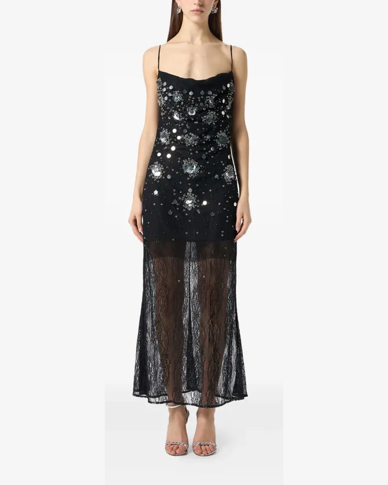 Blumarine Robe aus Spitze mit Pailletten - Schwarz Schwarz