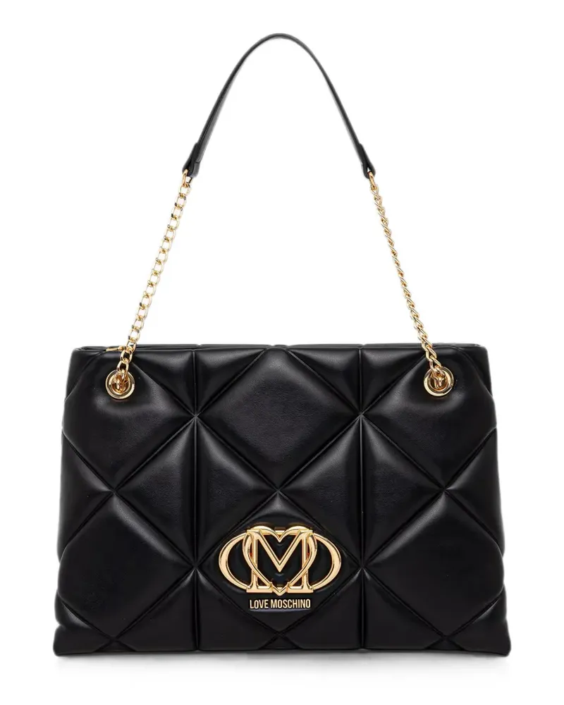 Moschino logo-plaque quilted shoulder bag - Schwarz Schwarz