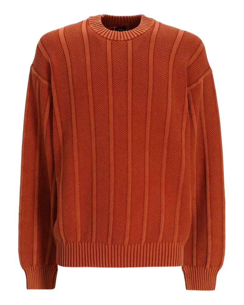 HUGO BOSS Gerippter Pullover - Orange Orange