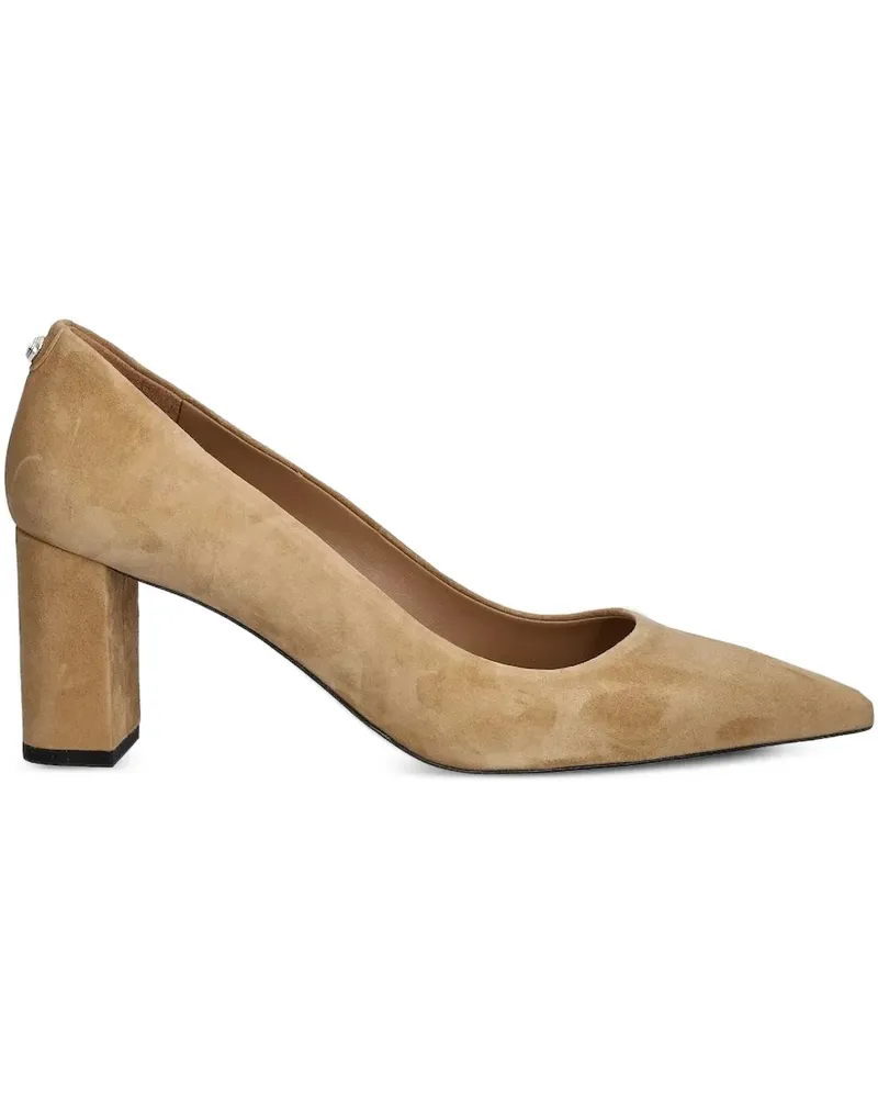 HUGO BOSS Spitze Pumps mit Blockabsatz - Nude Nude