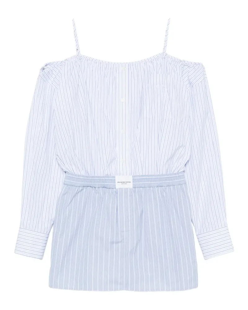 Alexander Wang striped off-shoulder mini dress - Weiß Weiß