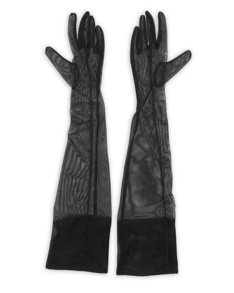 Thierry Mugler Lange Handschuhe aus Mesh - Schwarz Schwarz
