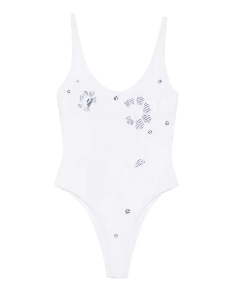 Ermanno Scervino floral-embroidered swimsuit - Weiß Weiß