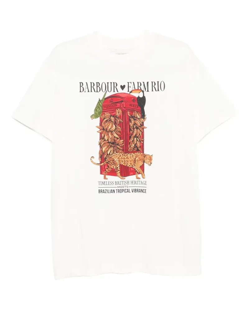 Barbour x FARM Rio Maria Clara T-Shirt mit Print - Weiß Weiß