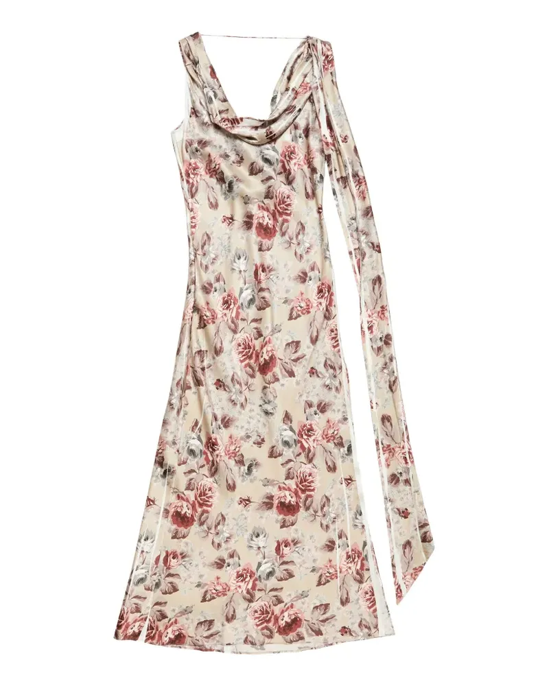 Acne Studios floral-print cowl-neck dress - Nude Nude