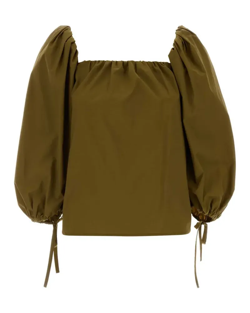 Saint Laurent puff-sleeve square-neck blouse - Grün Grün