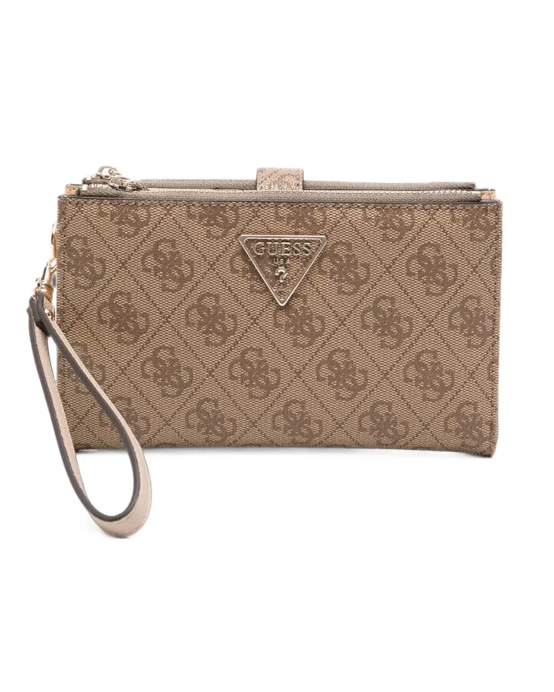 Guess monogram-print wristlet wallet - Nude Nude
