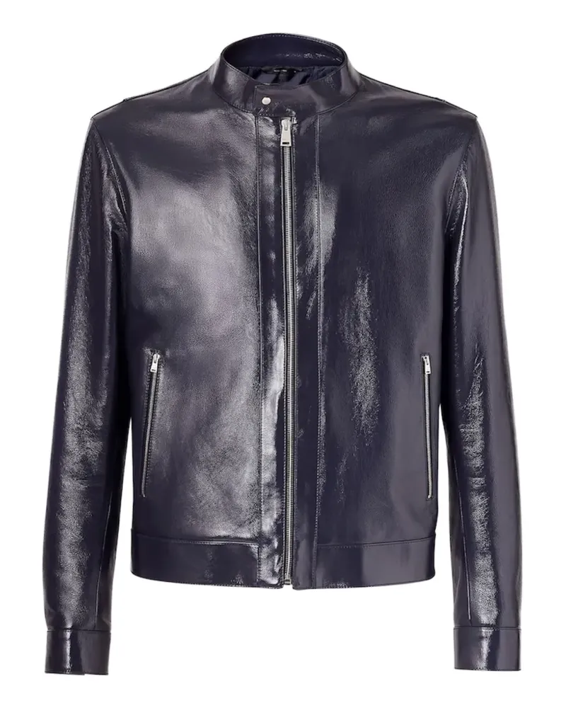 Fendi Shiny blue leather blouson - Blau Blau