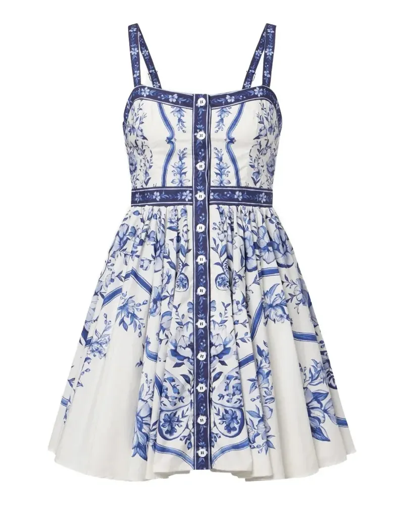 FARM Rio Porcelain Garden button-up mini dress - Weiß Weiß