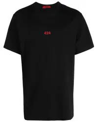 FourTwoFour on Fairfax T-Shirt mit Logo-Stickerei Schwarz