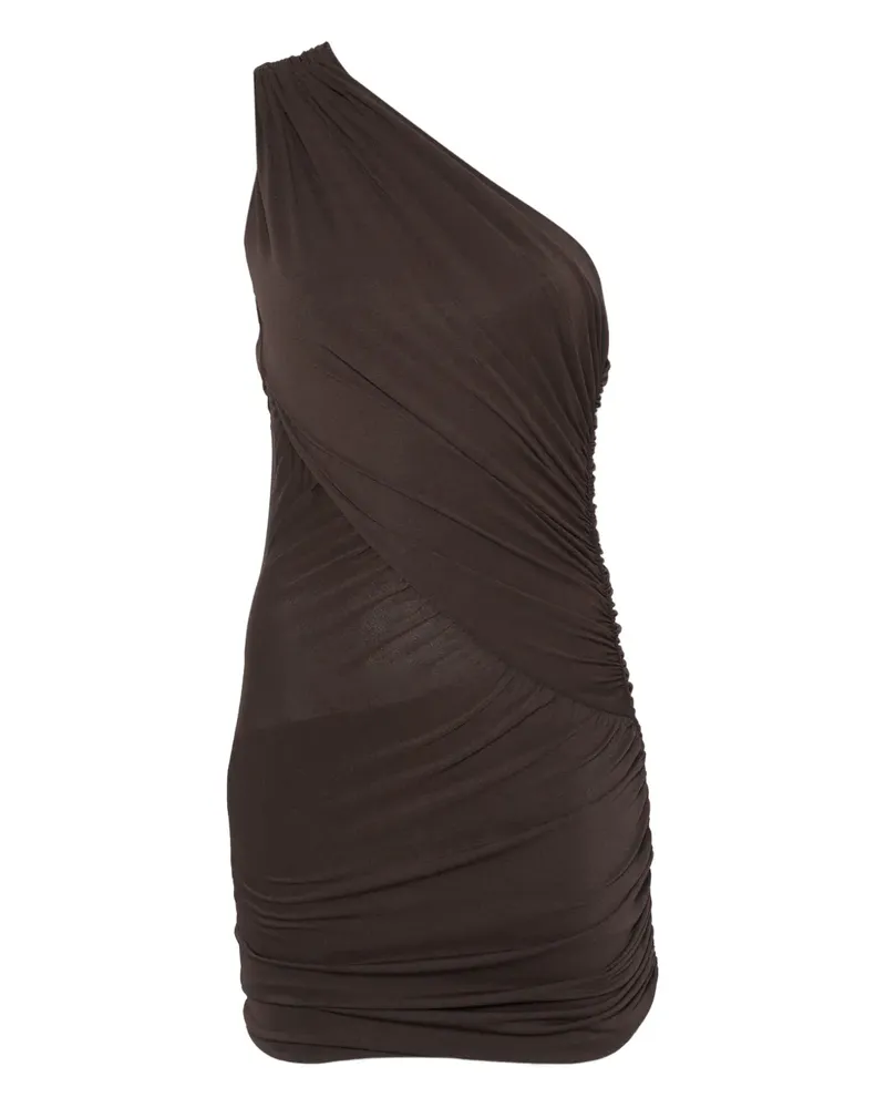 Rick Owens Lilies Gerafftes One-Shoulder-Kleid - Braun Braun