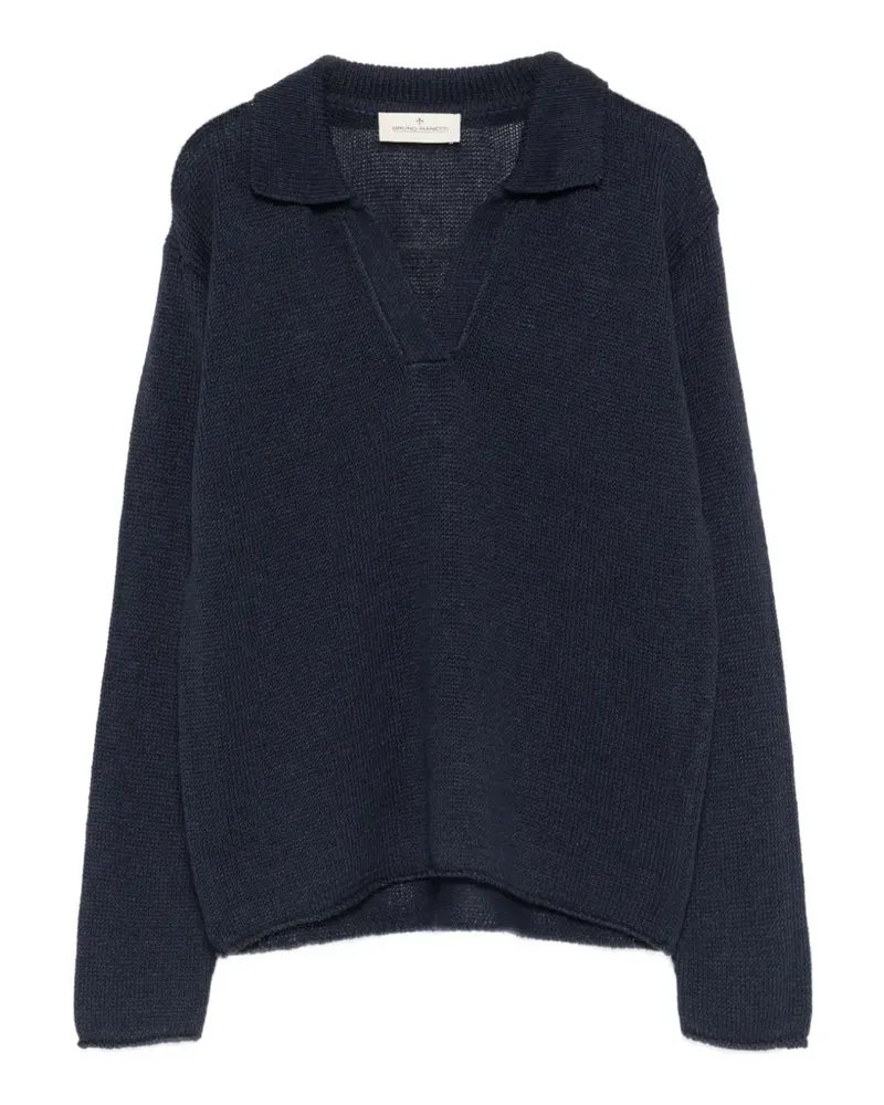 Bruno Manetti V-neck knitted sweater - Blau Blau
