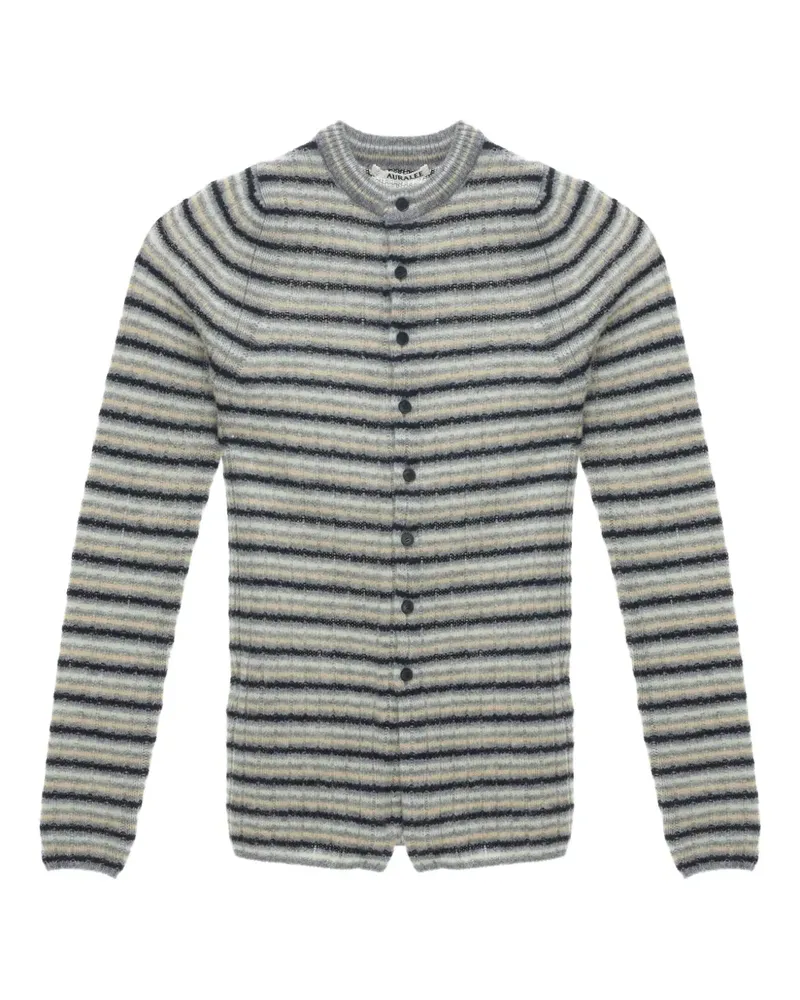 AURALEE Gestreifter Cardigan - Grau Grau