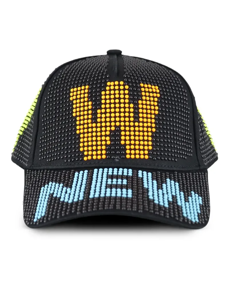 Walter van Beirendonck New Baseballkappe mit Perlen - Schwarz Schwarz