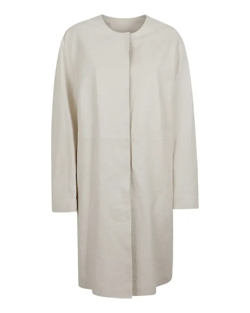 LOULOU Yari ostrich-effect leather coat - Nude Nude