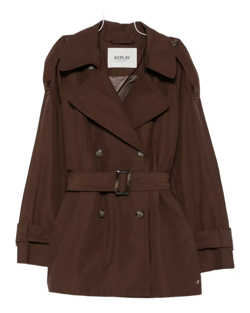 Replay double-breasted belted trench coat - Braun Braun