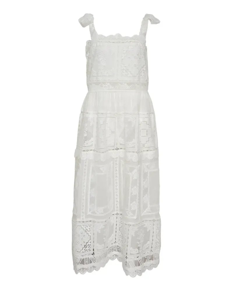 Zimmermann Aster guipure-lace tiered midi dress - Weiß Weiß