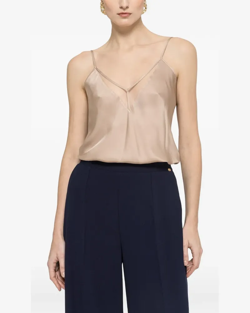 NISSA tulle-insert top - Nude Nude