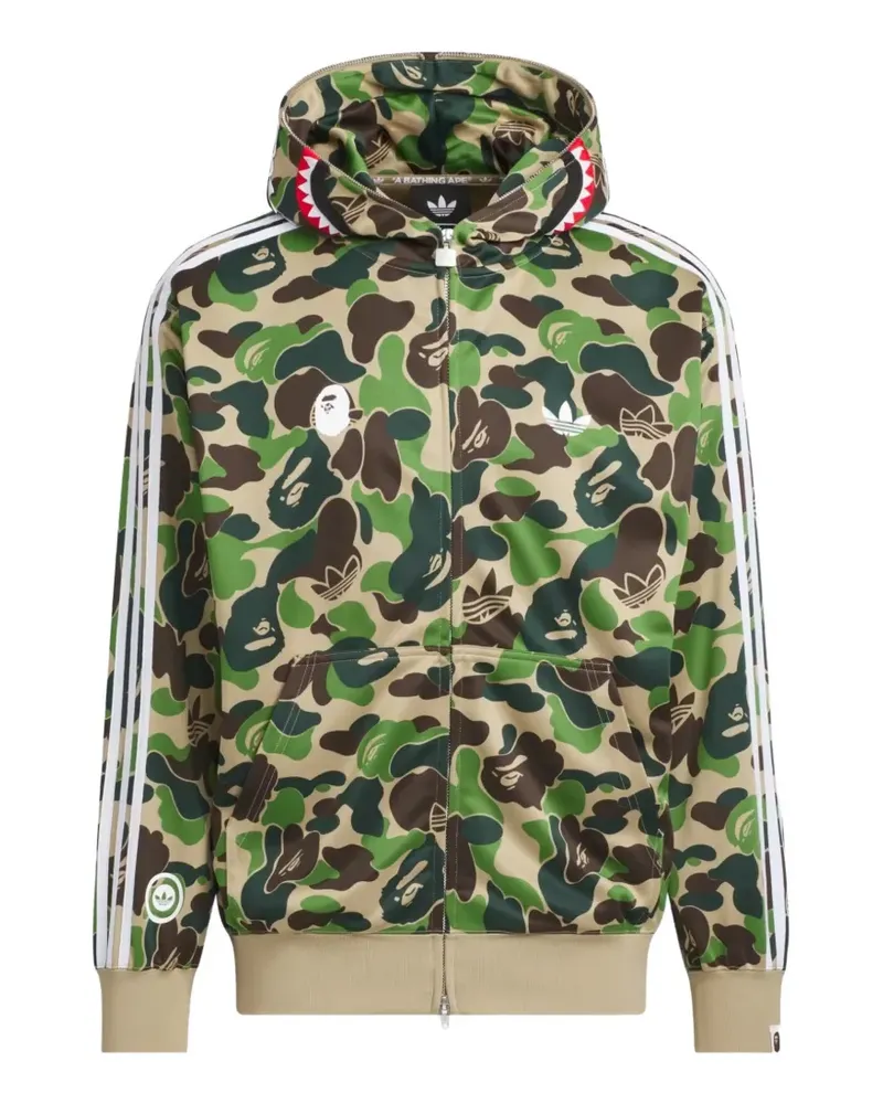 adidas x BAPE Shark Hoodie mit Camouflage-Print - Grün Grün