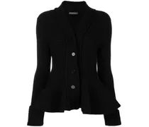 Woll-Cardigan mit Schößchen - Schwarz