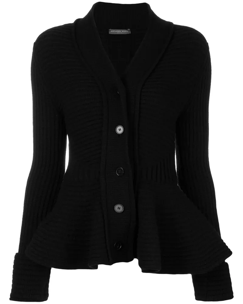 Alexander McQueen Woll-Cardigan mit Schößchen - Schwarz Schwarz