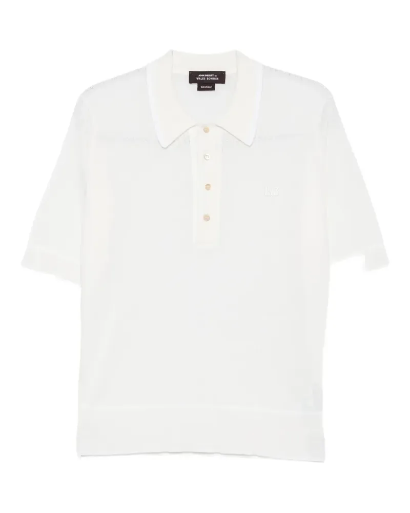 Wales Bonner Blessings Poloshirt aus Spitzenstrick - Weiß Weiß