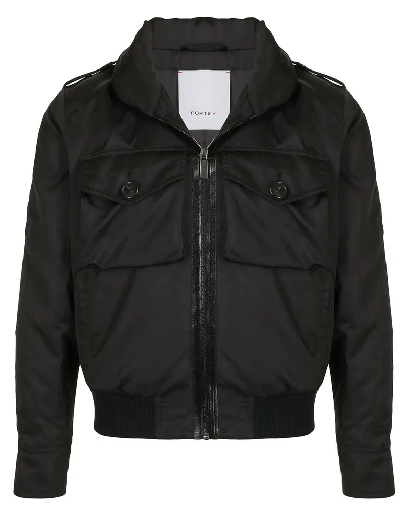 Ports V Bomberjacke mit Vordertaschen - Schwarz Schwarz