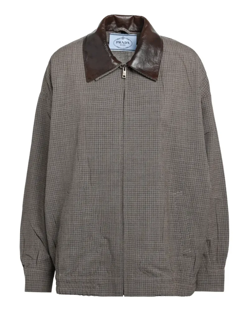 Prada Houndstooth wool blouson jacket - Grau Grau