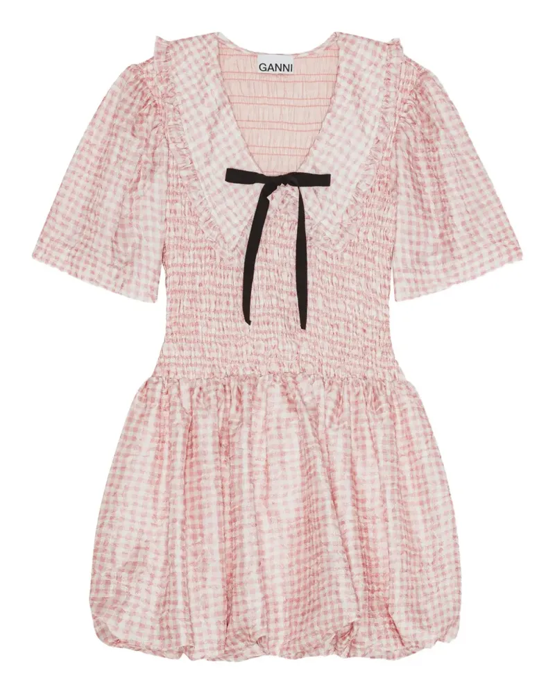Ganni Gesmoktes Minikleid - Rosa Rosa