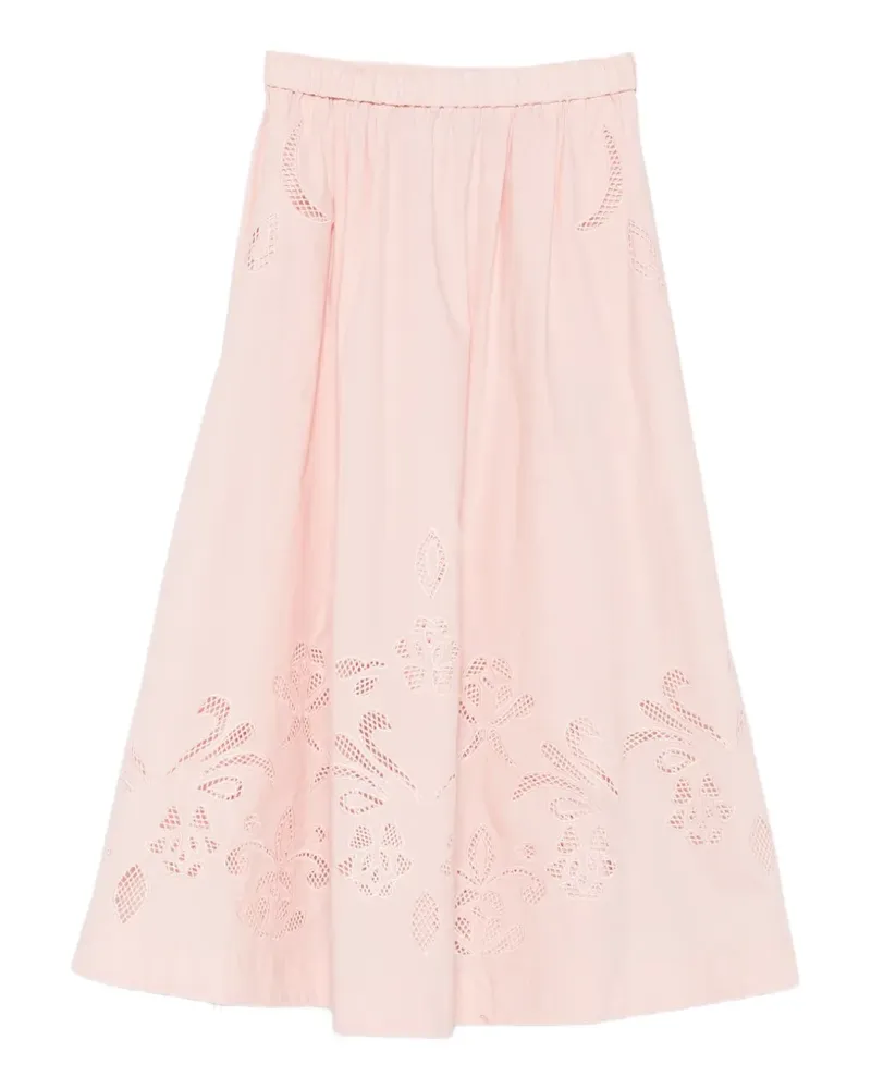 forte_forte broderie-anglaise cotton midi skirt - Rosa Rosa