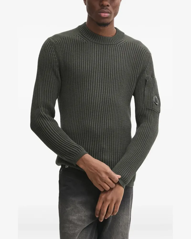 C.P. Company Gerippter Pullover mit aufgesetzter Tasche - Grün Grün