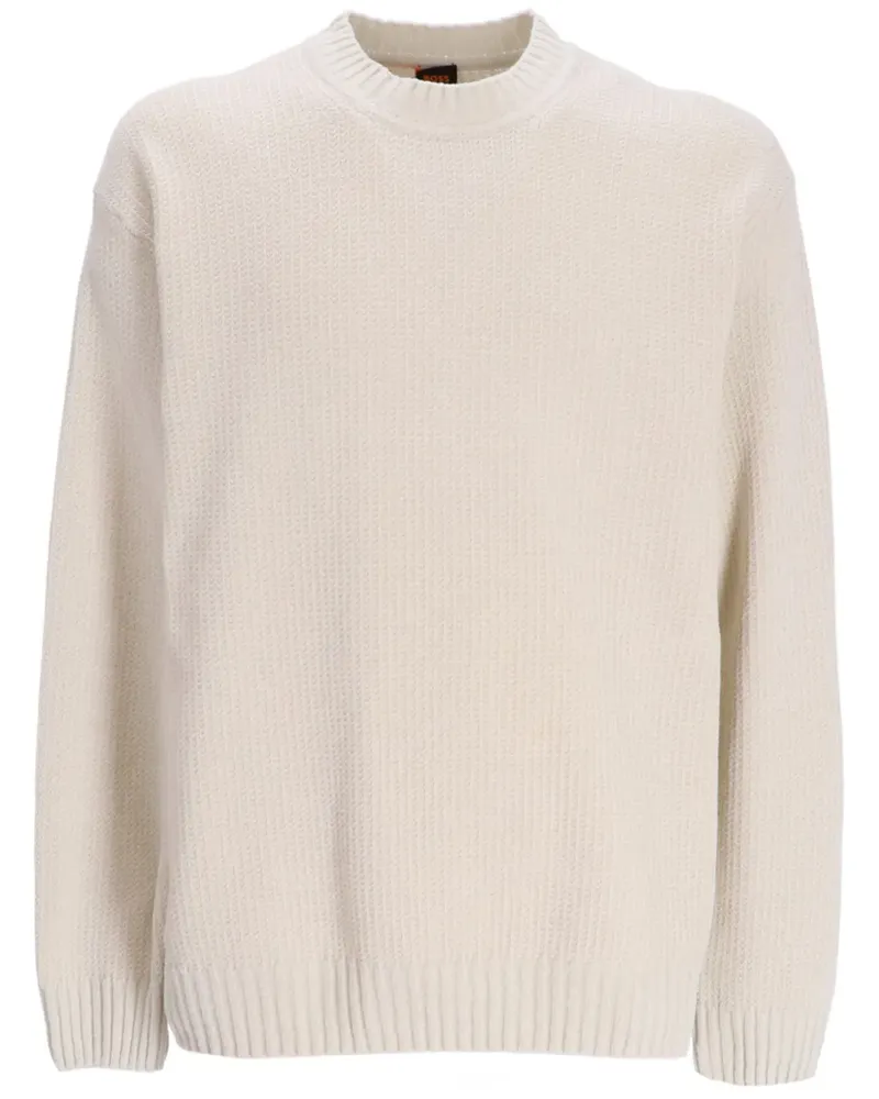 HUGO BOSS Gerippter Strickpullover - Nude Nude