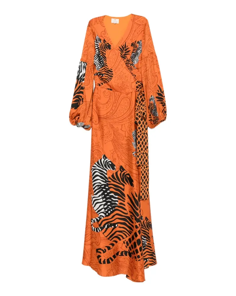 Twin-Set tiger-print maxi dress - Orange Orange