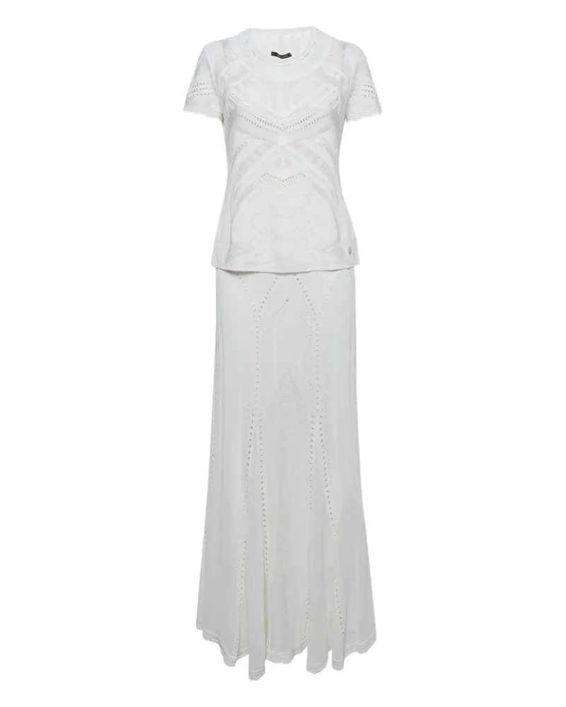 Roberto Cavalli Kostüm mit Lochstrickmuster (2er-Set) - Weiß Weiß