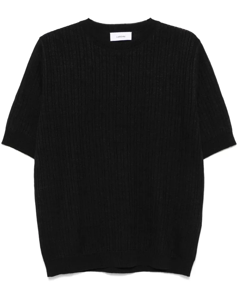 LARDINI Geripptes T-Shirt Schwarz