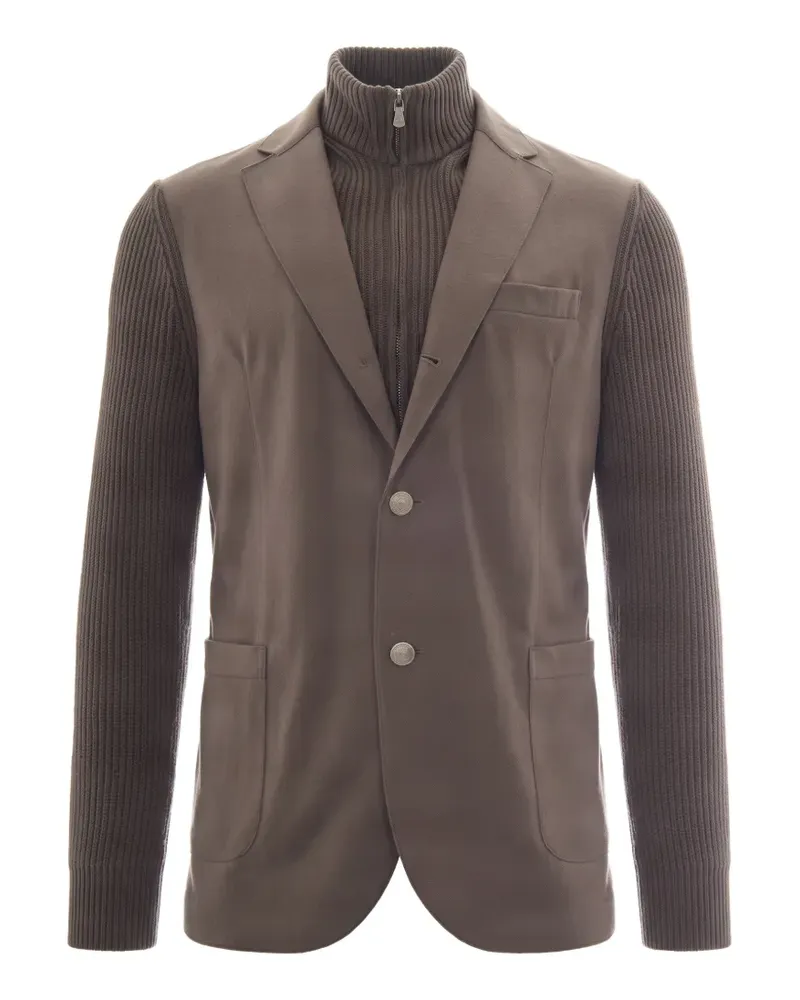 Eleventy panelled knit-sleeve jacket - Braun Braun