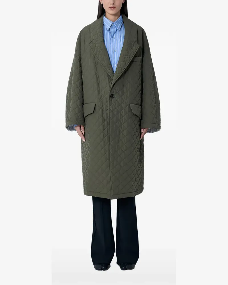 Maison Margiela notched-lapels quilted coat - Grün Grün