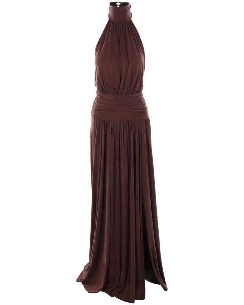 Elisabetta Franchi Jersey-Maxikleid mit Schmuckschleife - Braun Braun