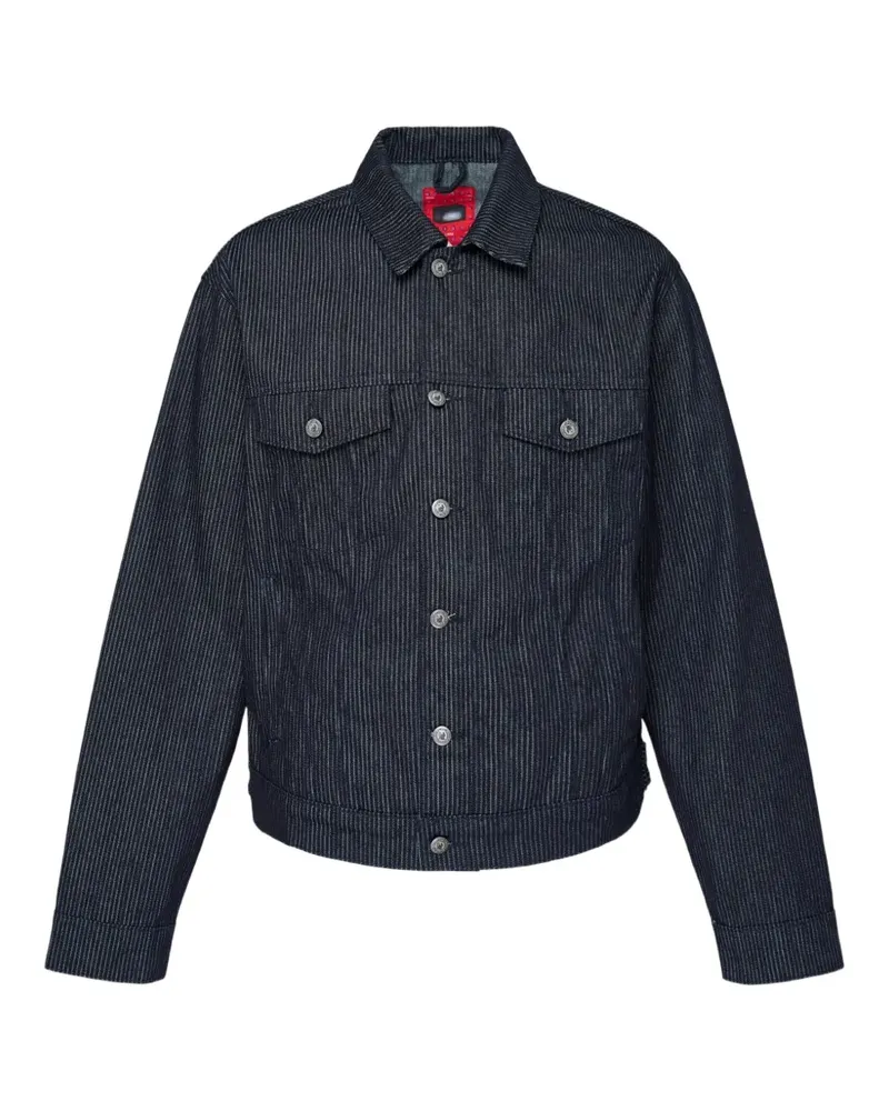KidSuper pinstripe bird-patch denim jacket - Blau Blau