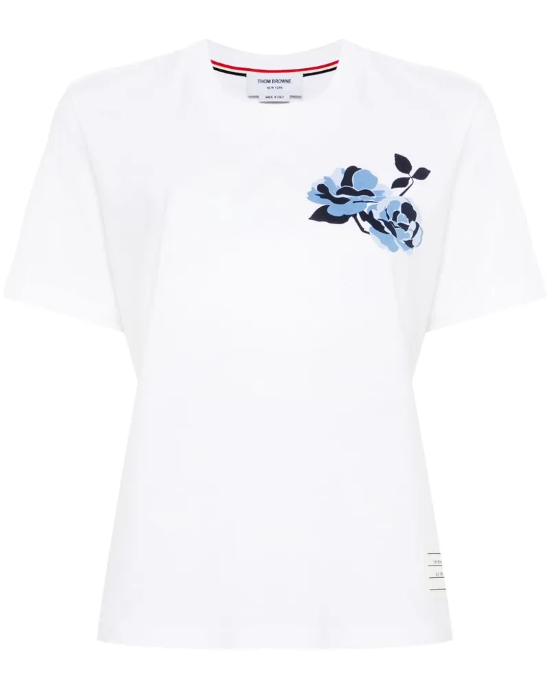 Thom Browne T-Shirt mit Blumen-Print Weiß