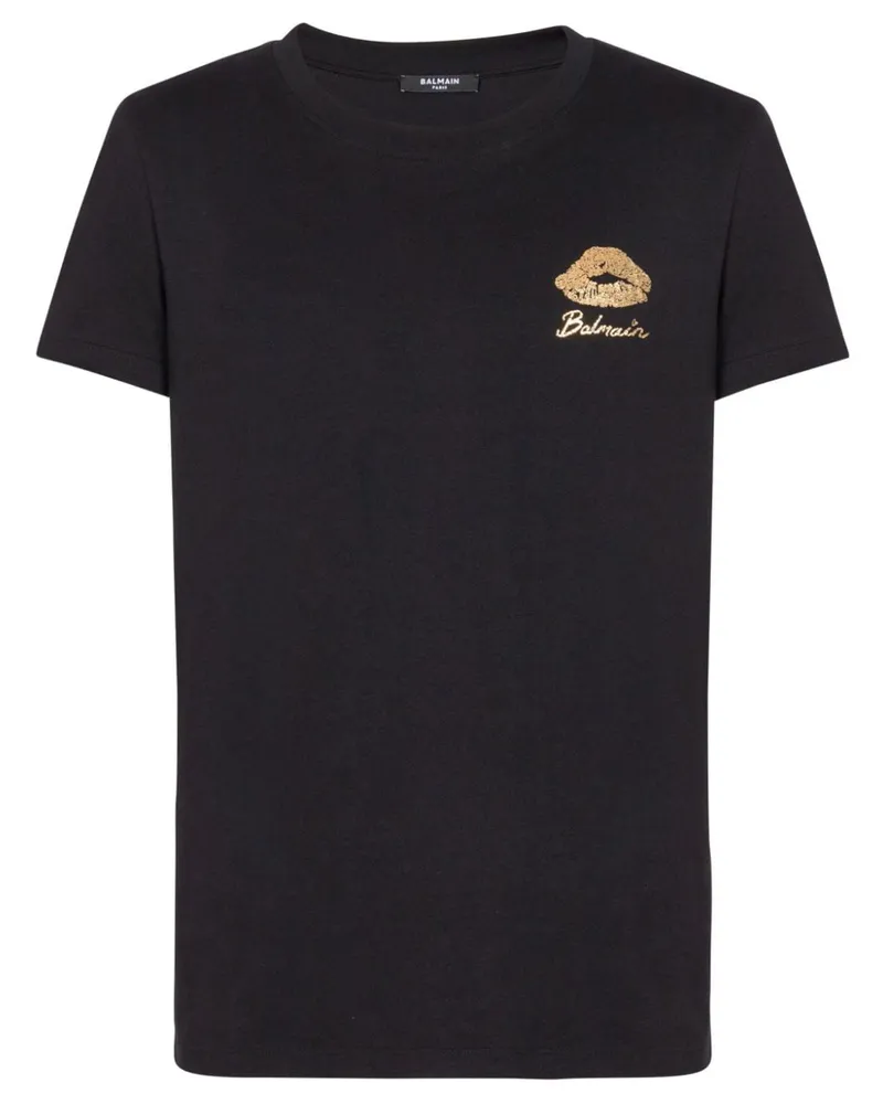 Balmain T-Shirt mit  Kiss-Print - Schwarz Schwarz