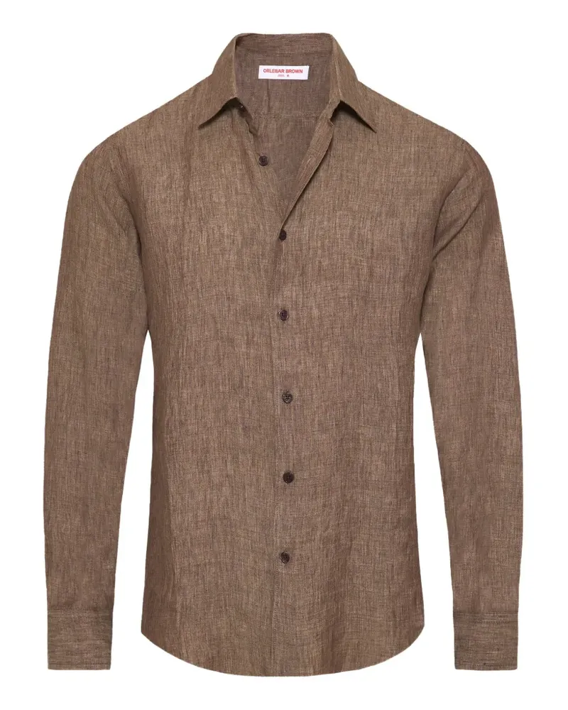 Orlebar Brown Giles Hemd aus strukturiertem Leinen - Braun Braun