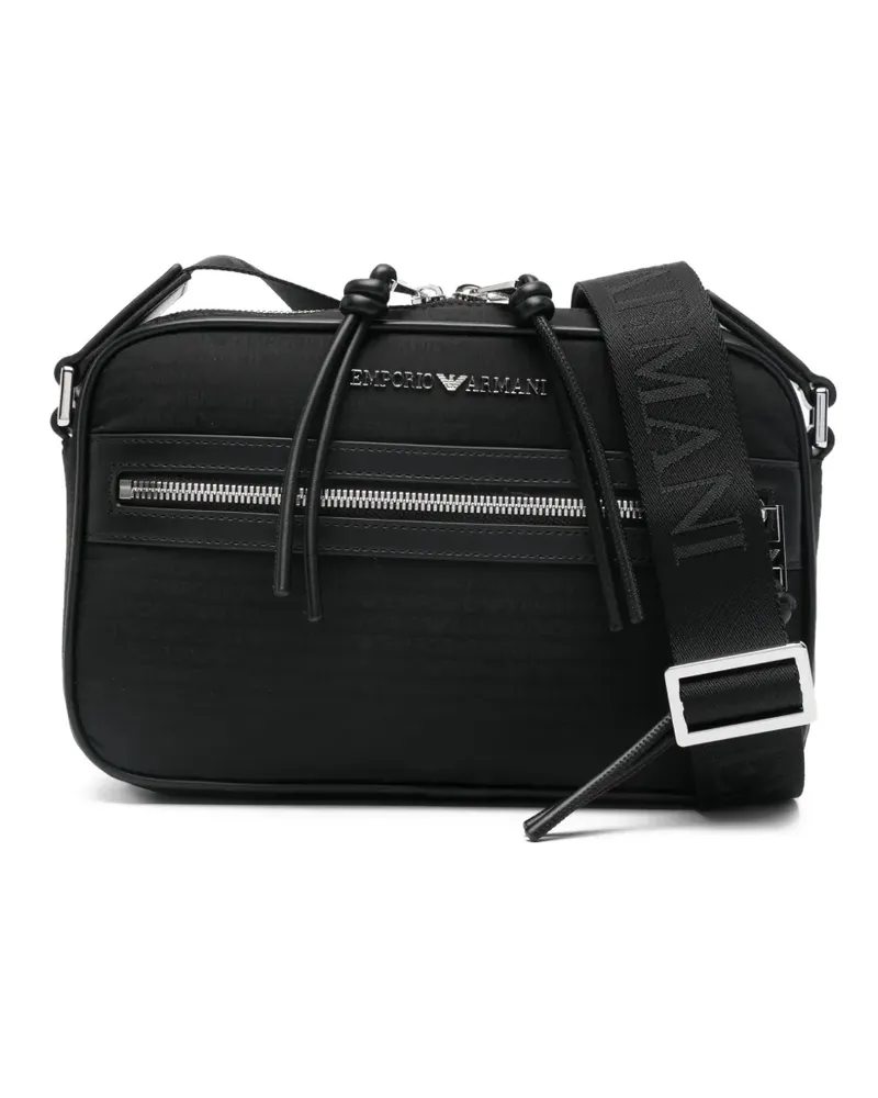 Emporio Armani logo-lettering messenger bag - Schwarz Schwarz