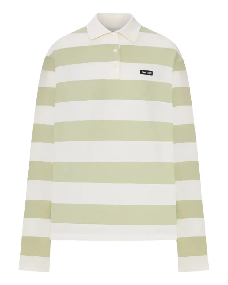 Miu Miu striped jersey long-sleeve polo top - Grün Grün
