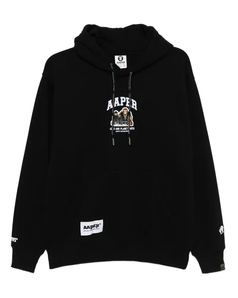 BAPE Hoodie mit Logo-Patch - Schwarz Schwarz