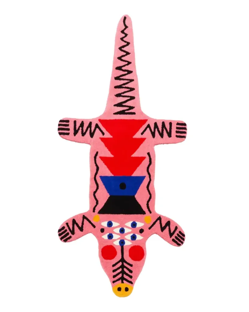 Qeeboo crocodile-motif rug - Rosa Rosa